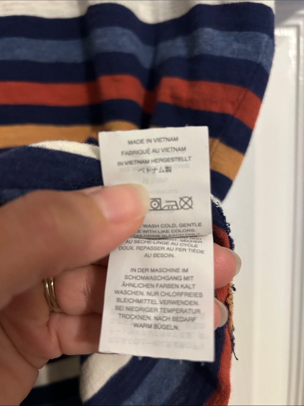 Madewell Navy, Rust & Mustard Striped Short Sleeve Women’s Crewneck - Large - Picture 5 of 6